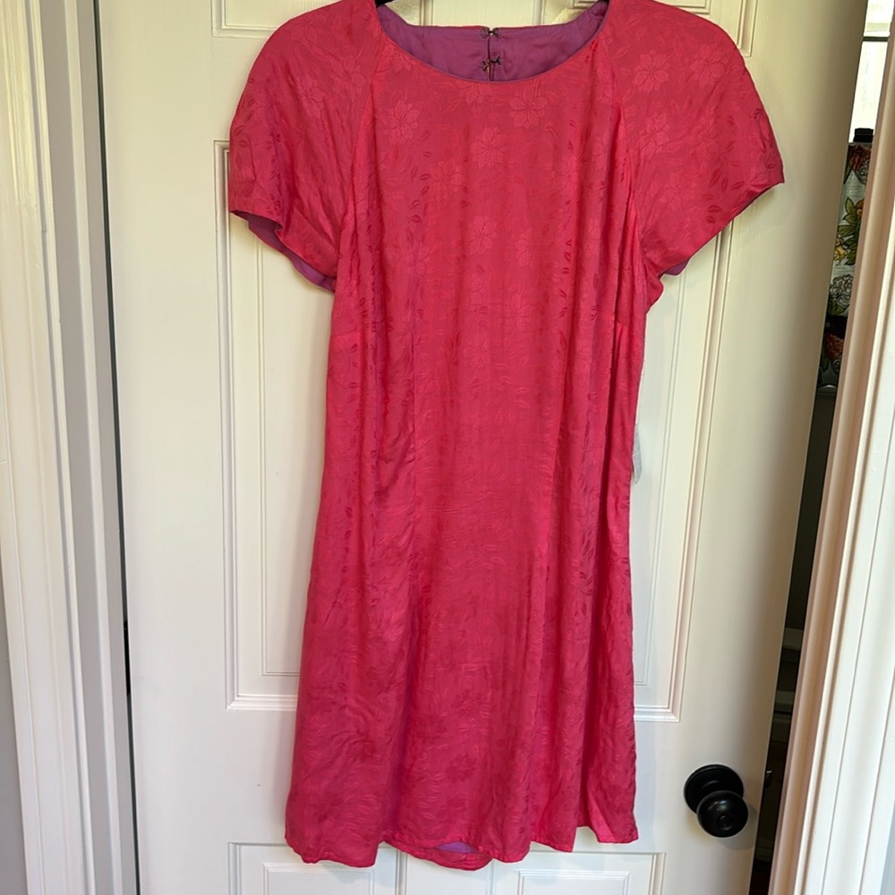 Women's Pink Short Sleeve Shift Dress